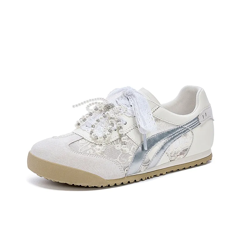 JOSINY Винтаж Интернет Famous Pearl Lace Mesh Спортивный стиль German Army Trainers Low Top Casual Women's Ecru