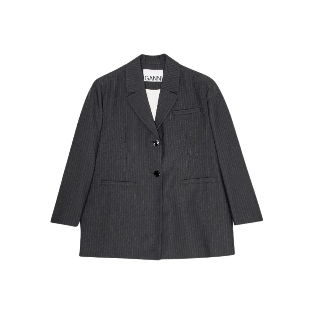 GANNI Melange Stripe Oversized Blazer