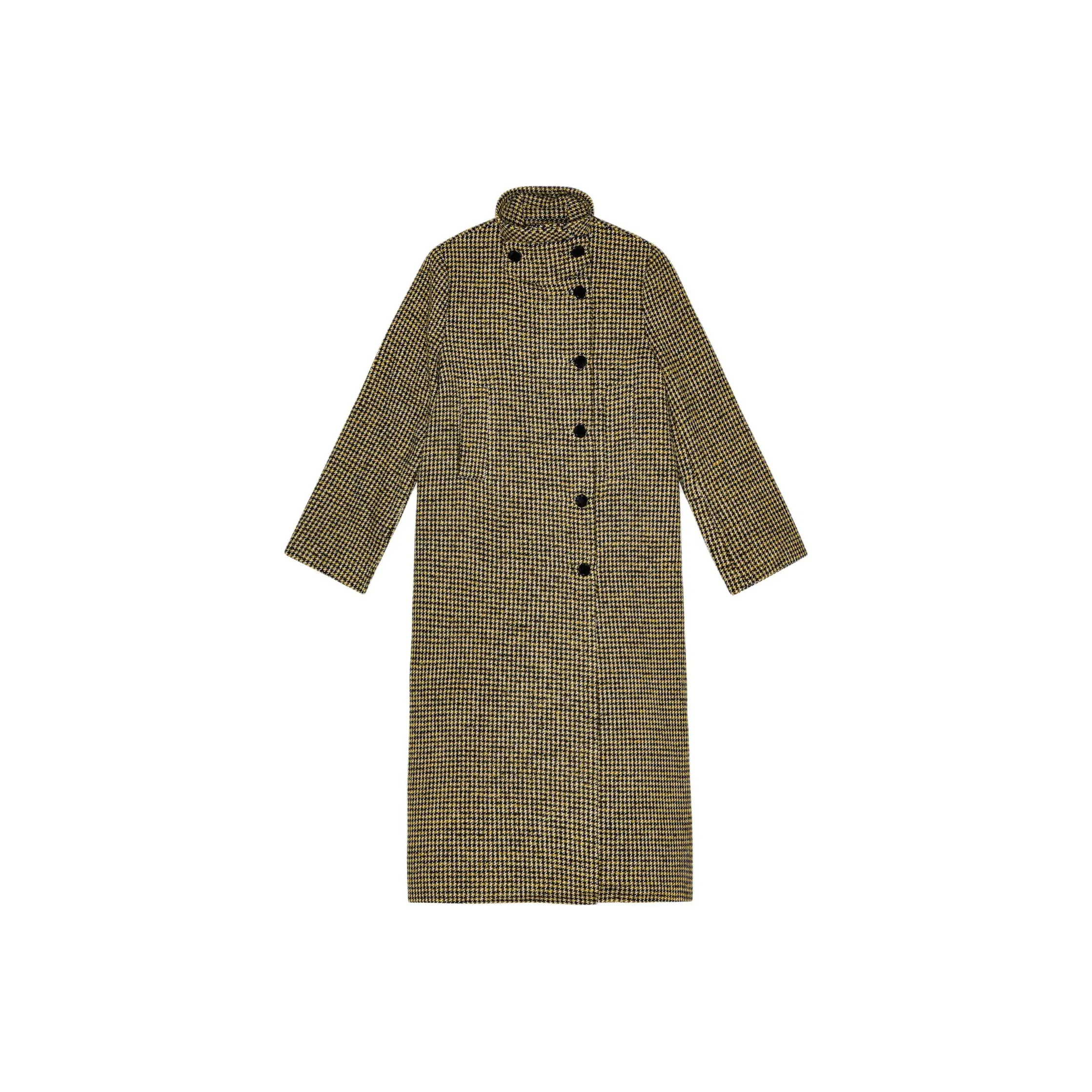 GANNI Woollen Клетчатое пальто женское коричневого цвета