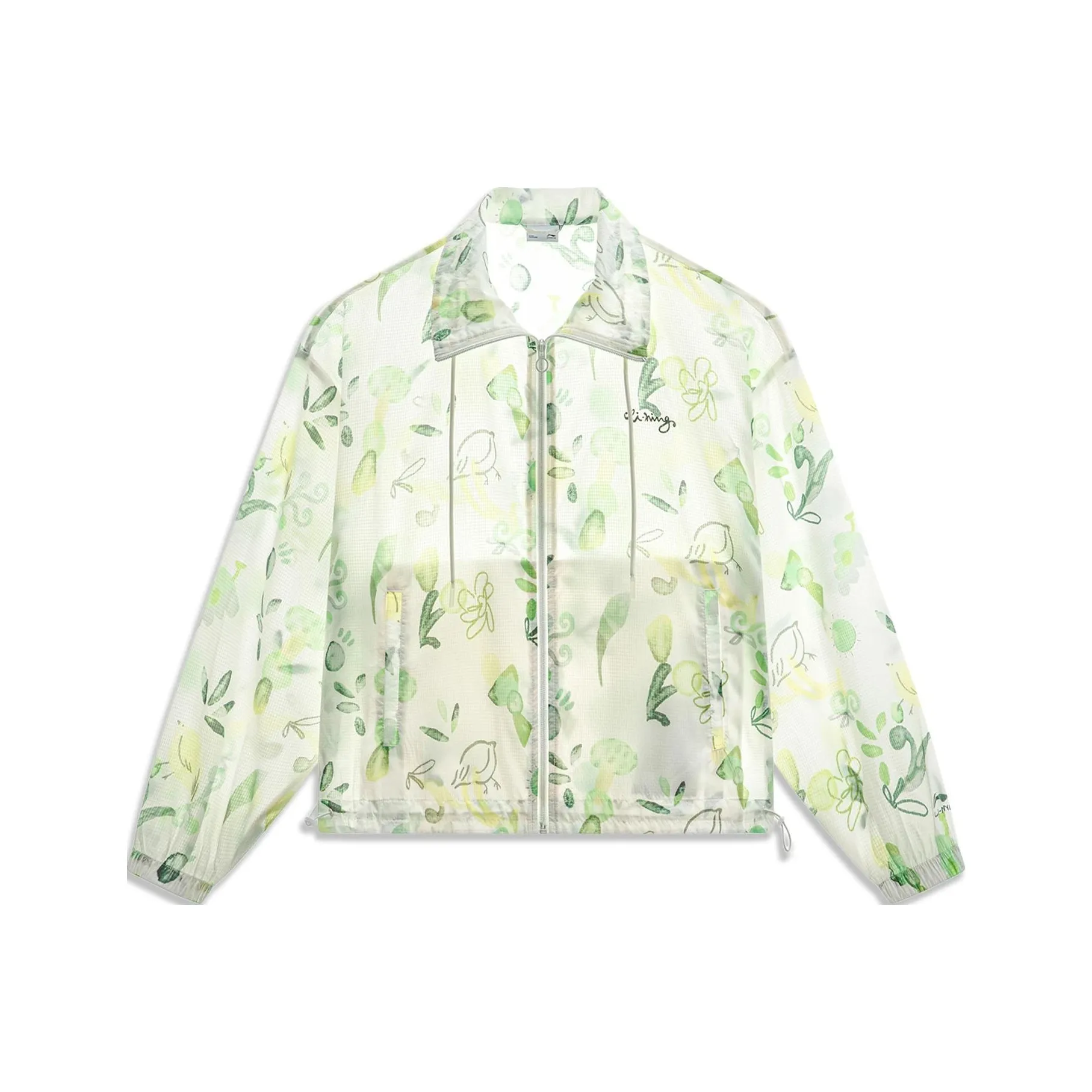 LINING Chinese Culture Series Тренчкот Женский Желтый Зеленый С принтом по всей поверхности