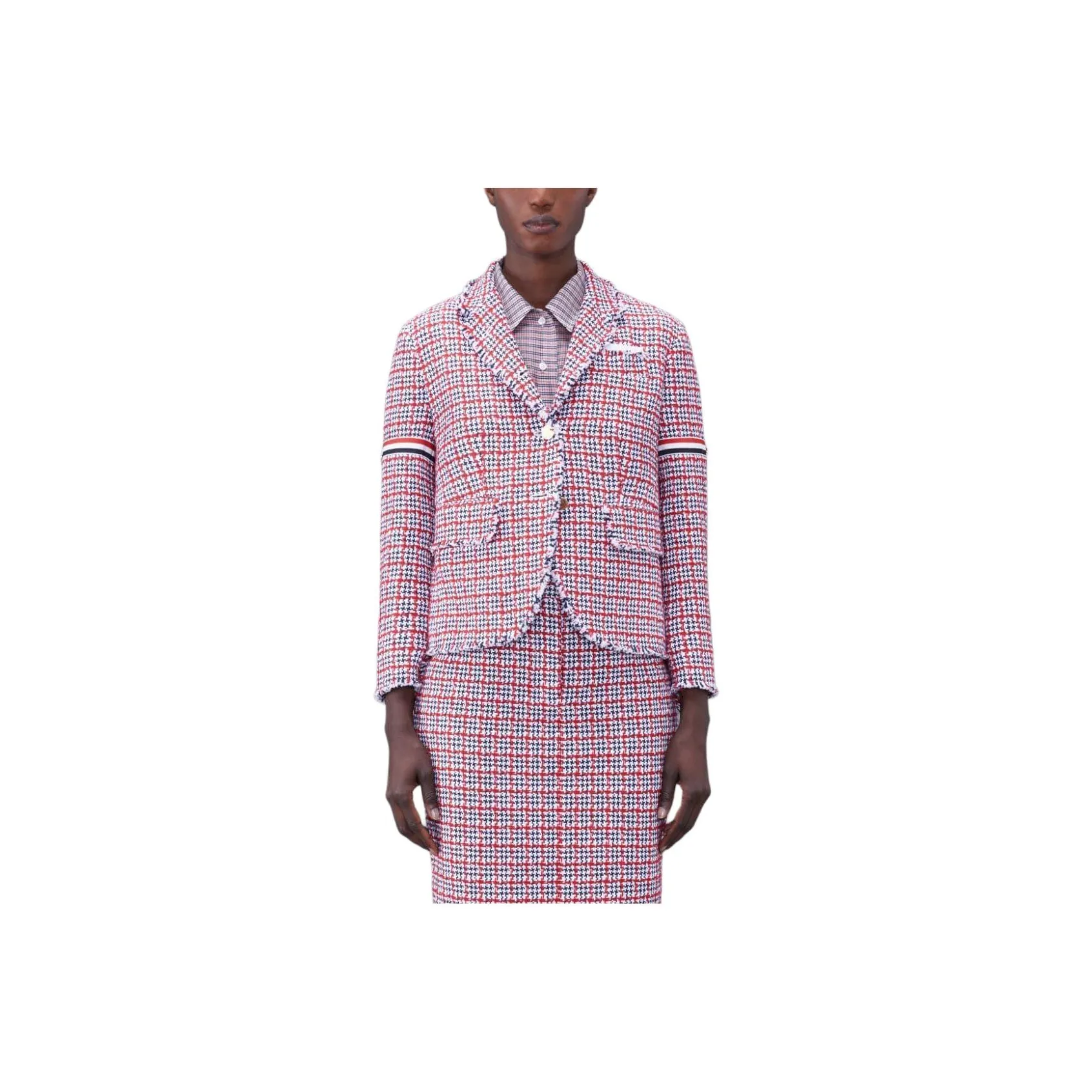 THOM BROWNE Checked Single Breasted Tweed Jacket