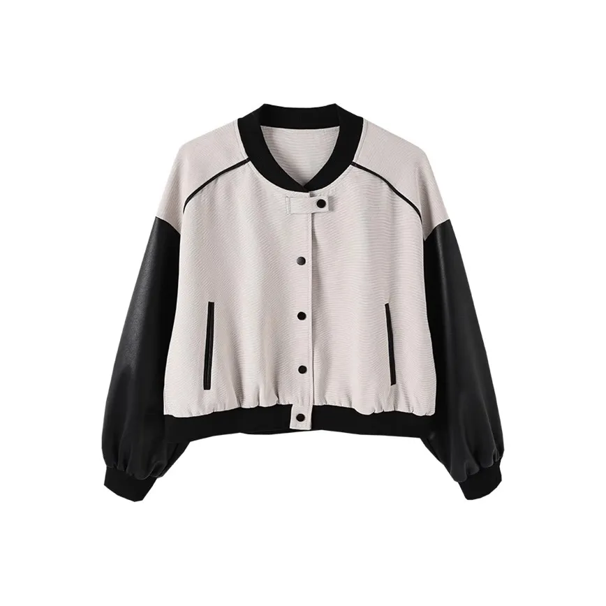 Jinggu Baseball Jacket Women's Apricot & Black