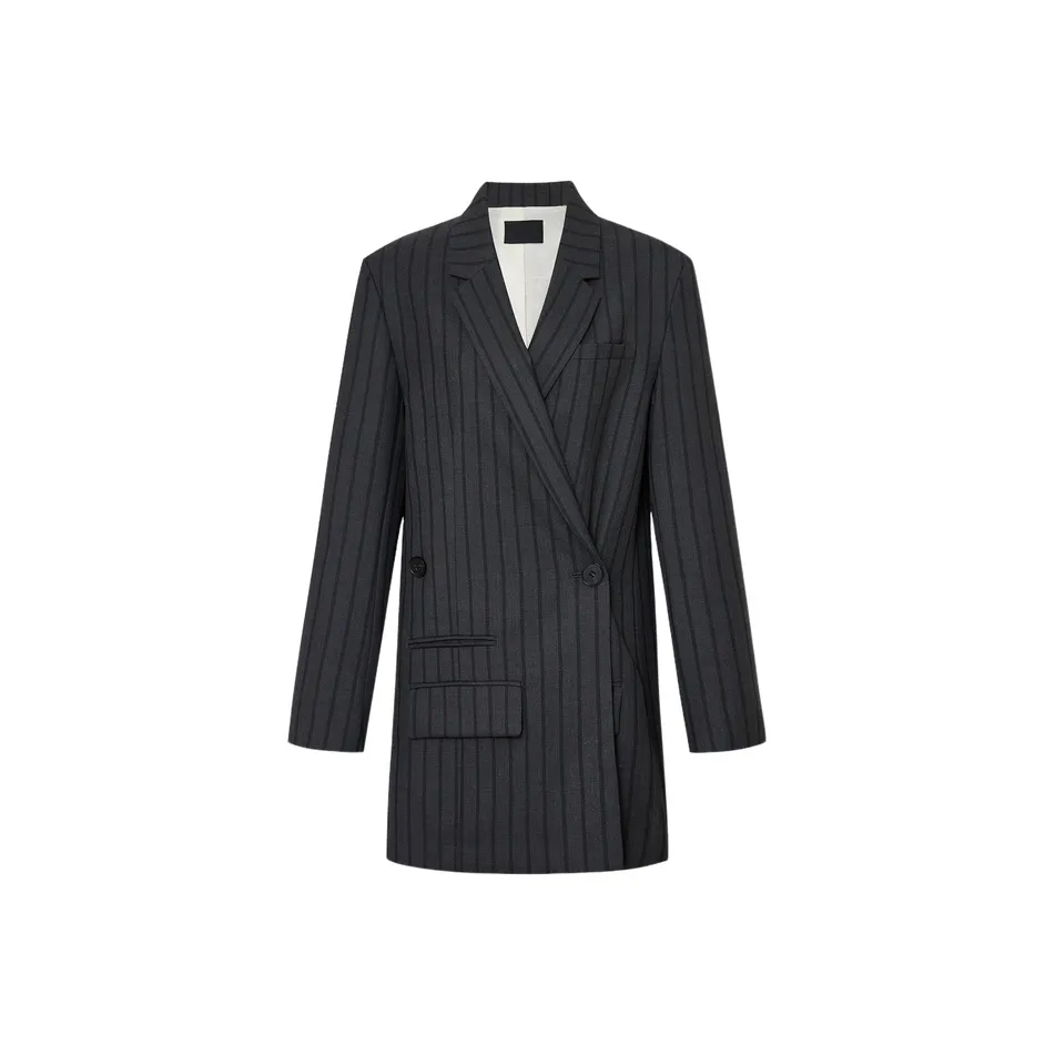 MOCO Бизнес-костюм женский черный серый полосы