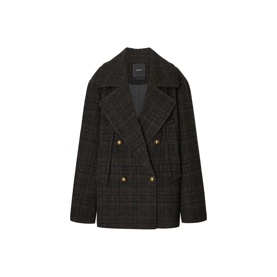 MO&CO Coats Women's Brown Plaid