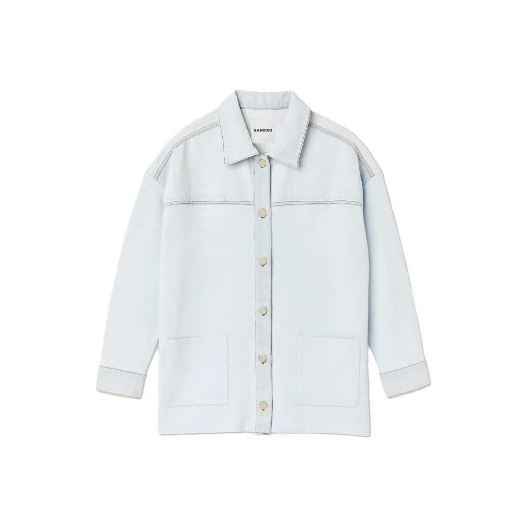 SANDRO Небесно-голубой Женские джинсовые куртки