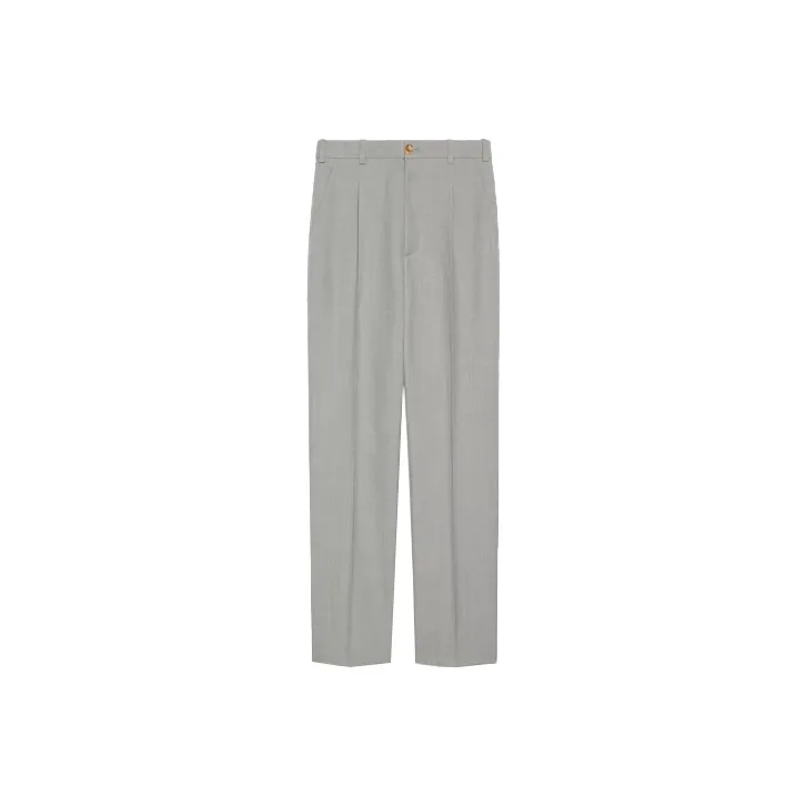 GUCCI High Rise Wool Trouser Pants Grey