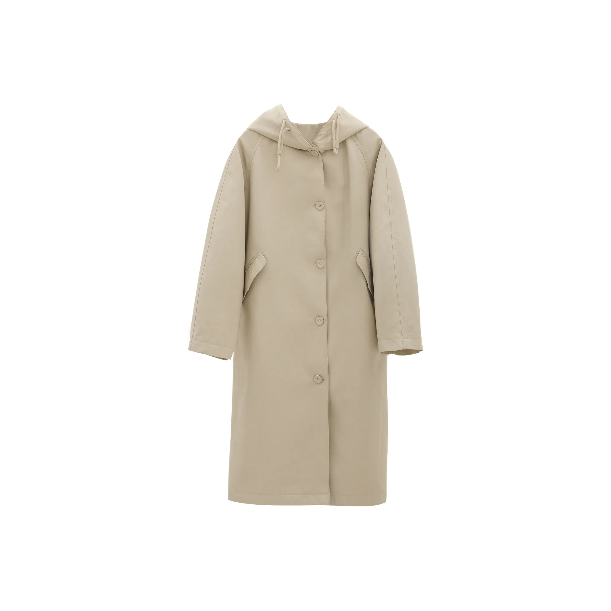Fstudio Длинный тренч с капюшоном женский цвет хаки