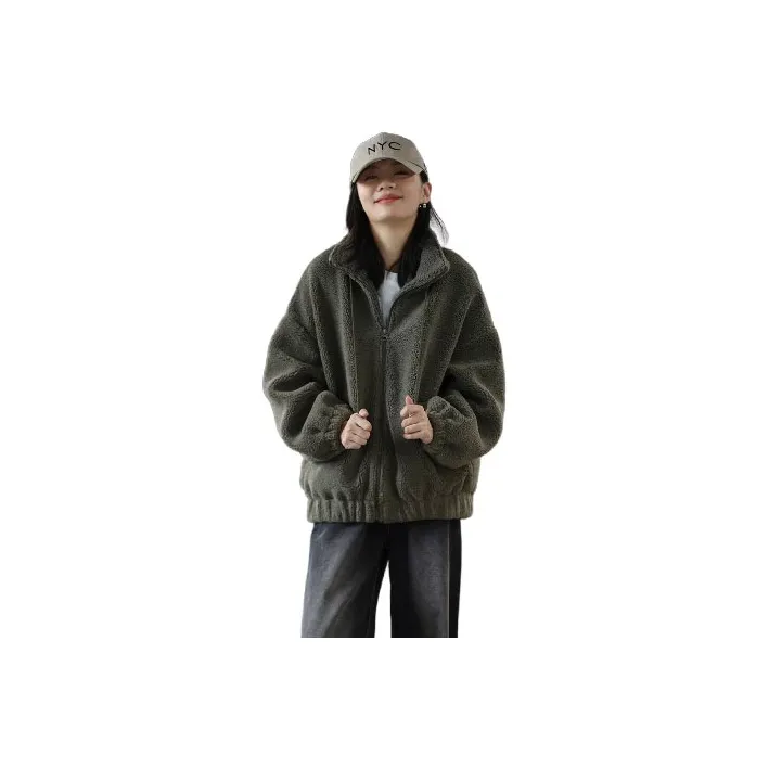 Demana Velvet-feel Coat Women's Gray Pea Green