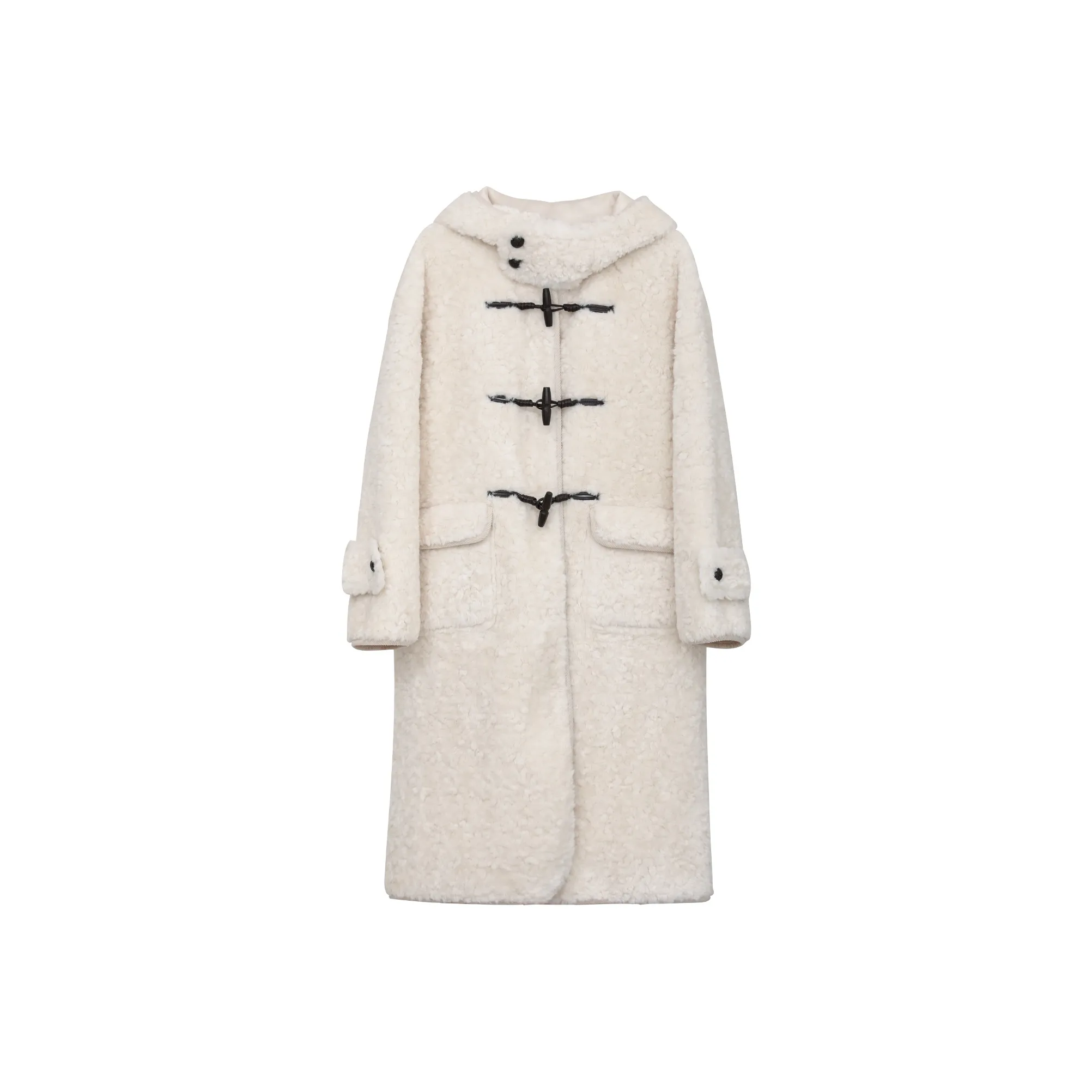Fstudio Shearling Preppy Style Coat Women's Ecru