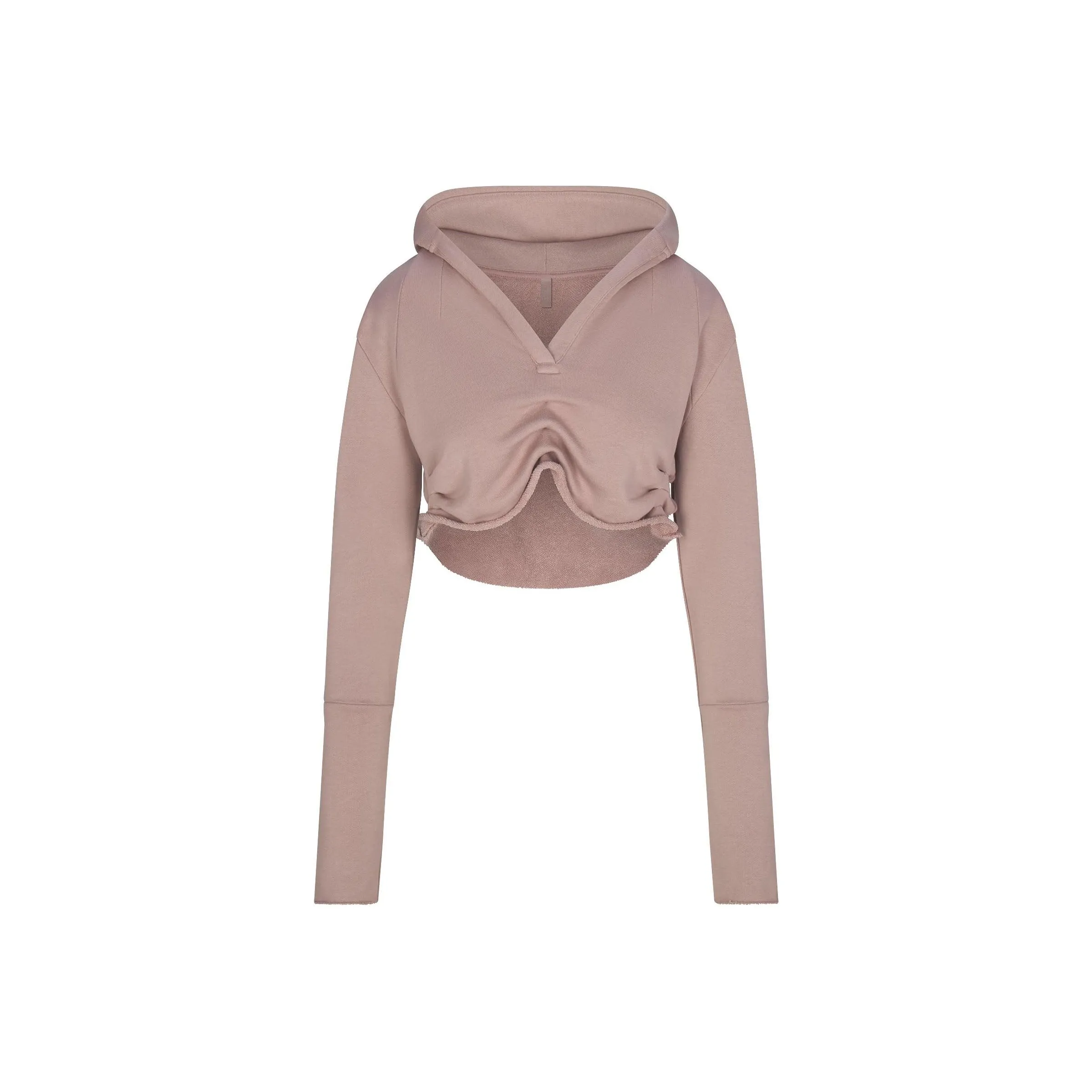 SKIMS SS25 FRENCH TERRY CROPPED HOODIE Толстовка с короткими рукавами Женская FAWN Олень