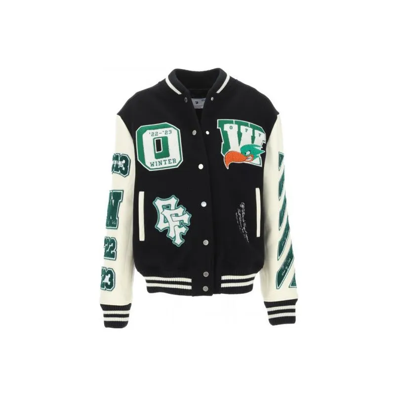 OFF WHITE Embr Patches Woman Varsity Black/Green/White