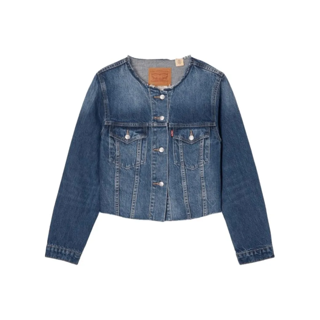 Levis SS24 Summer Collection Темно-синие Женские Джинсовые Куртки