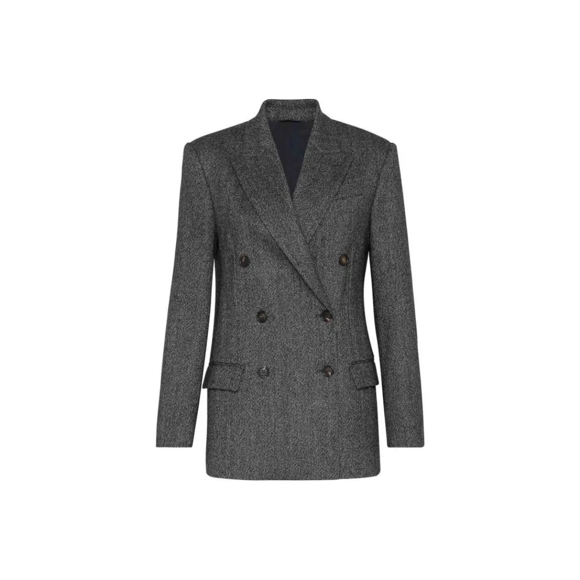 Brunello Cucinelli Herringbone Motif Double Breasted Blazer