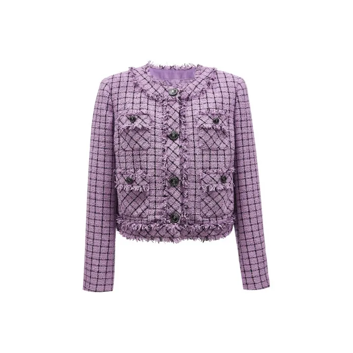 Only H81 Фиолетовая клетка CHANEL Inspired Женские офисные костюмы