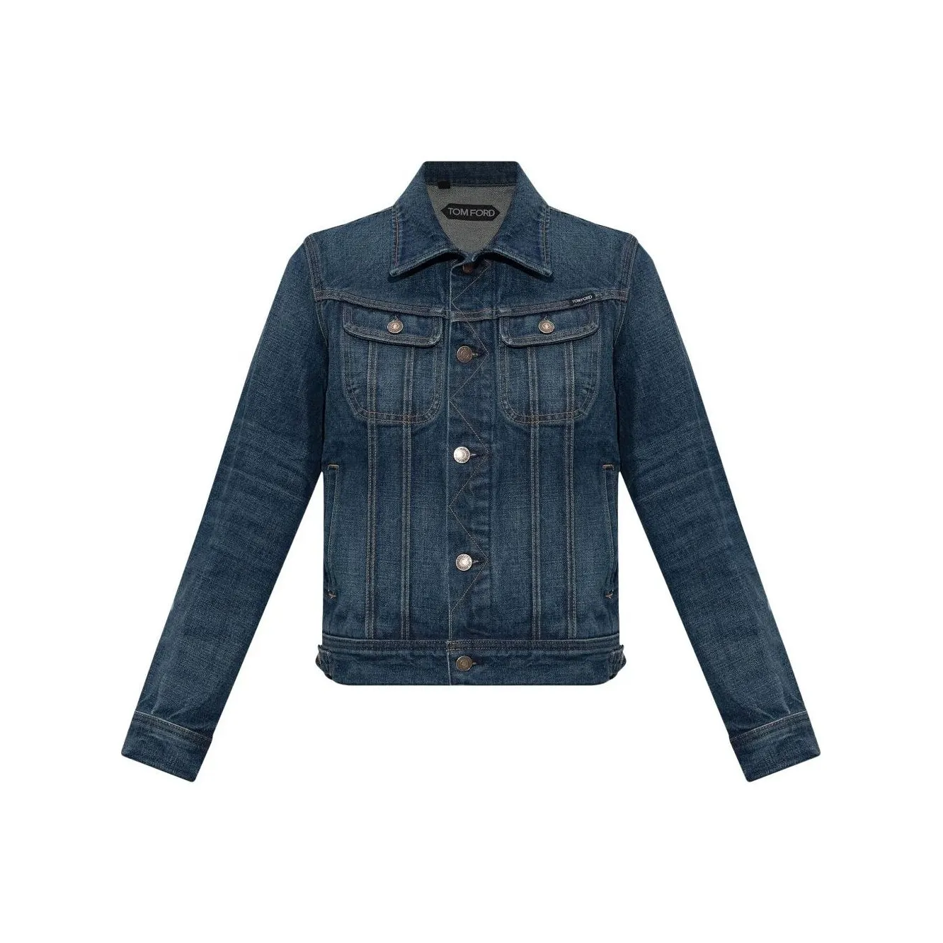 TOM FORD Logo Patch Button Up Denim Jacket