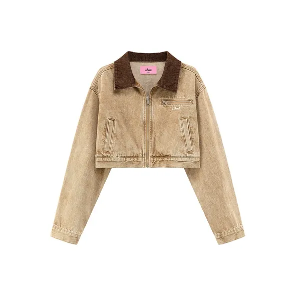 CHUU FW24 Cropped Coat Women's Yellow Brown CHUU FW24 Укороченное пальто женское желтый коричневый