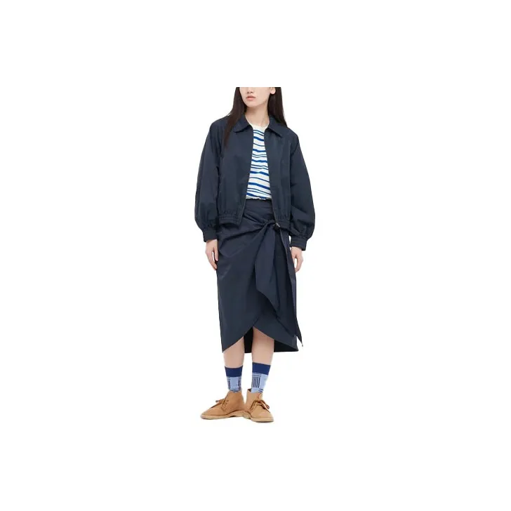 UNIQLO x JW Anderson UNIQLO JW Anderson Co Branded Series Укороченный пальто Женское Темно-синий