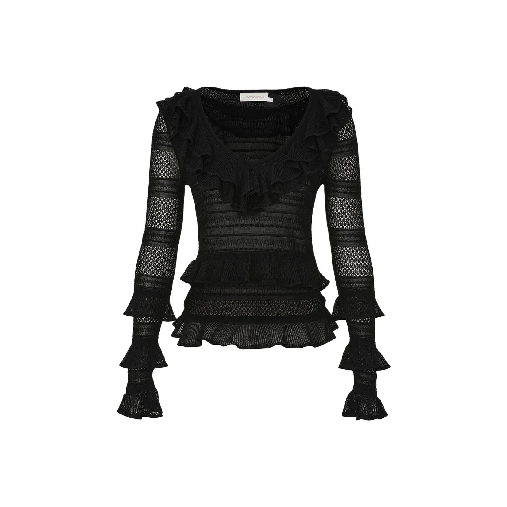 Zimmermann Crush Frilled V Neck Top
