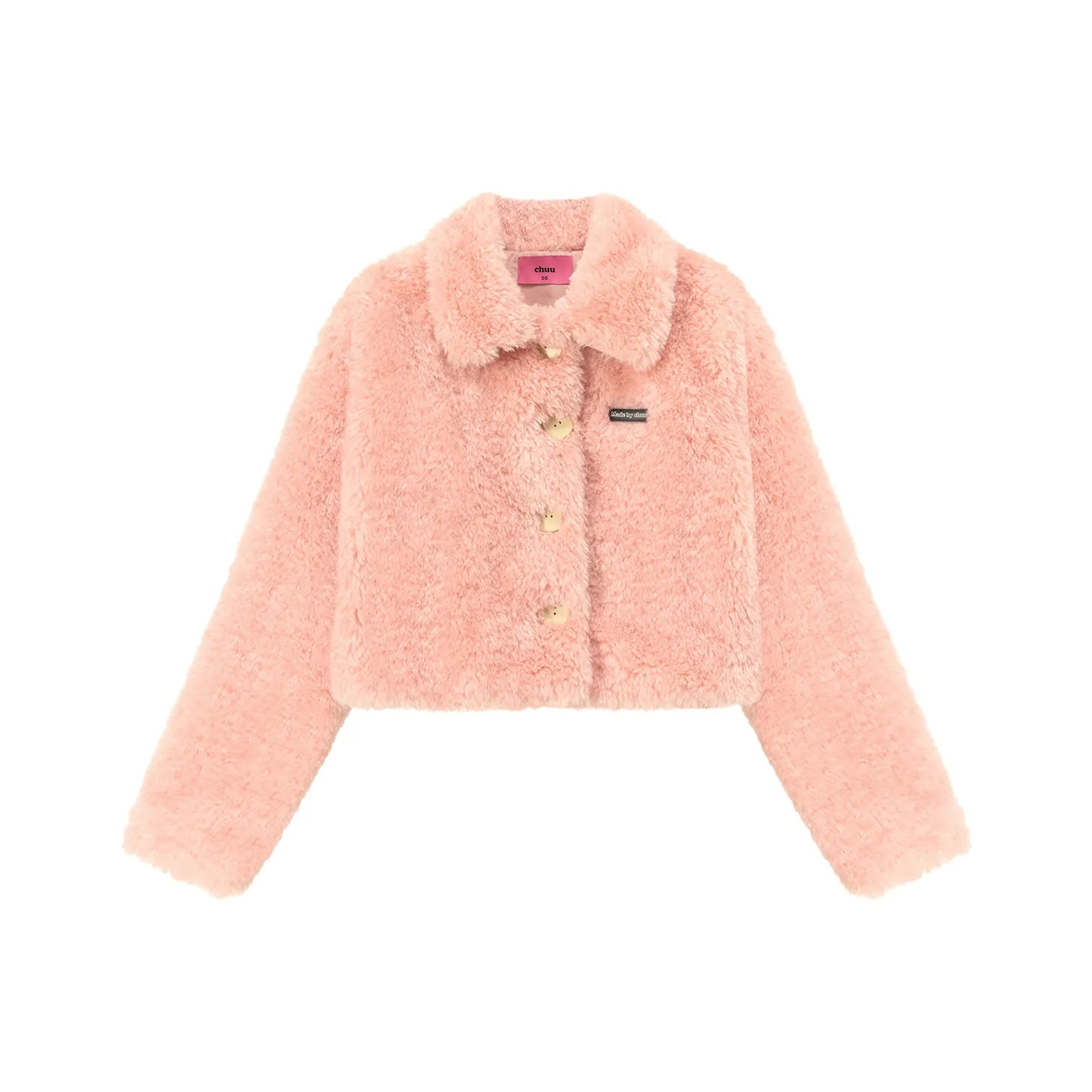 CHUU Мех Пальто Искусственный Шерпа Плюшевый Длинный Рукав Топ Женский