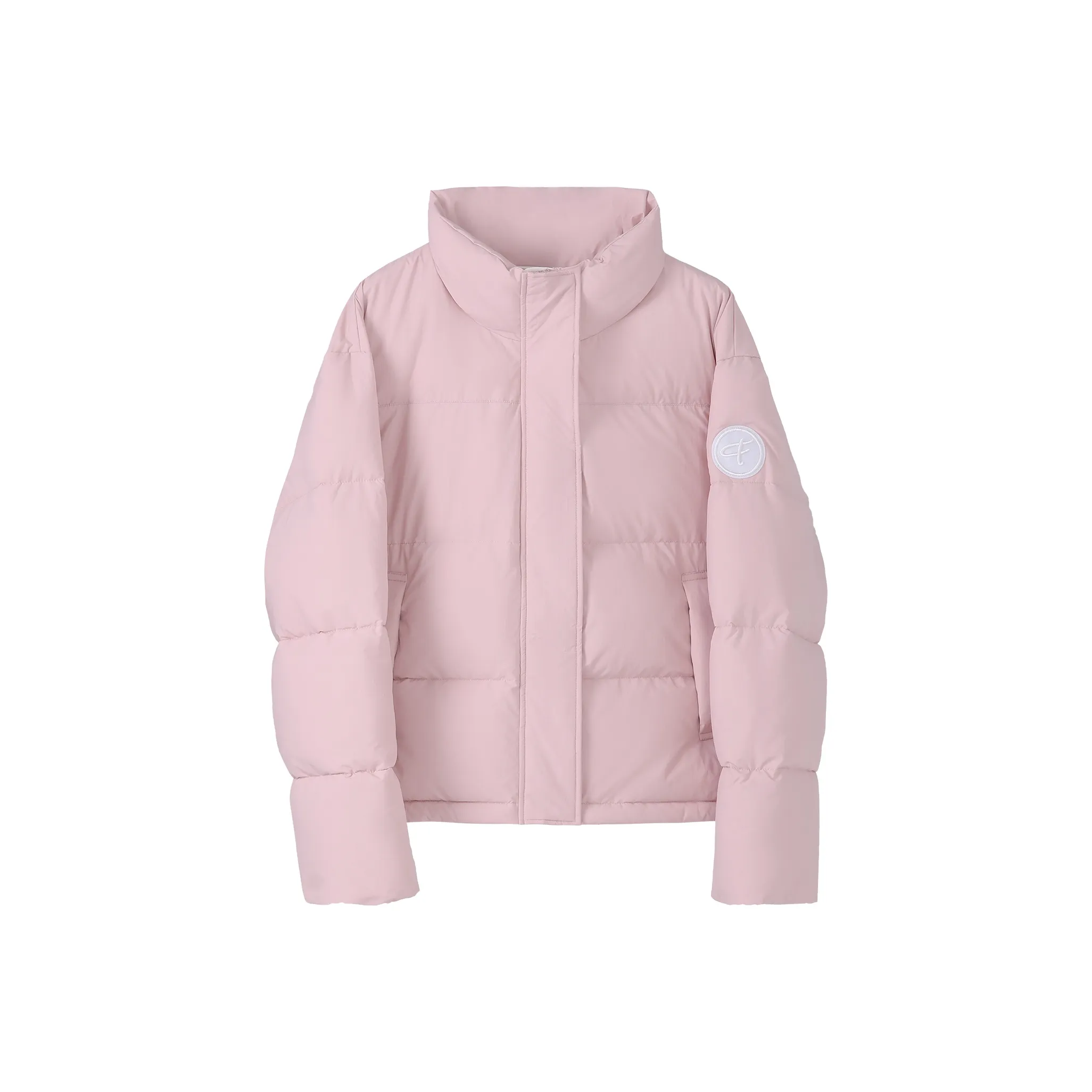 Fstudio Корейский стиль 90% белый утиный пух Воротник-стойка Укороченный Свободный крой Куртка Пуховик Женская