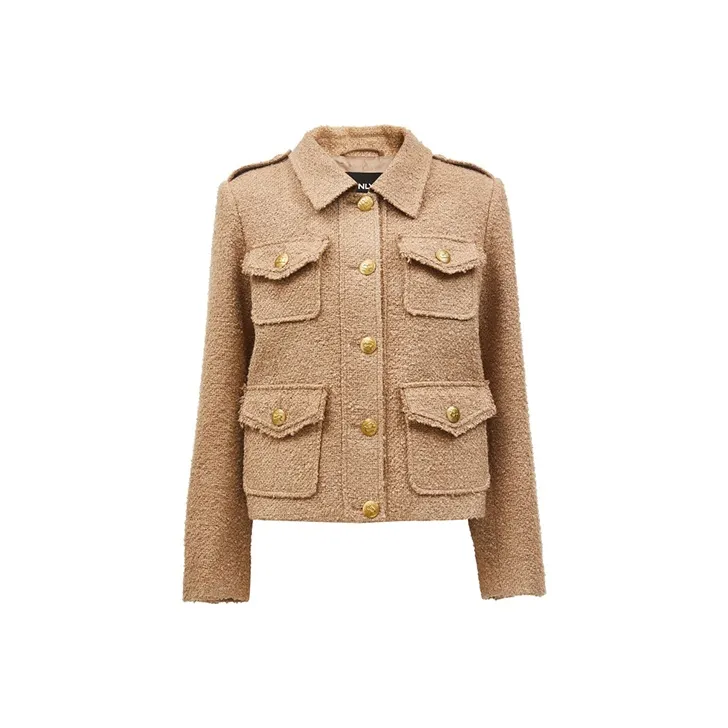 ONLY E13 Норковый Серый Женский Короткий Пальто