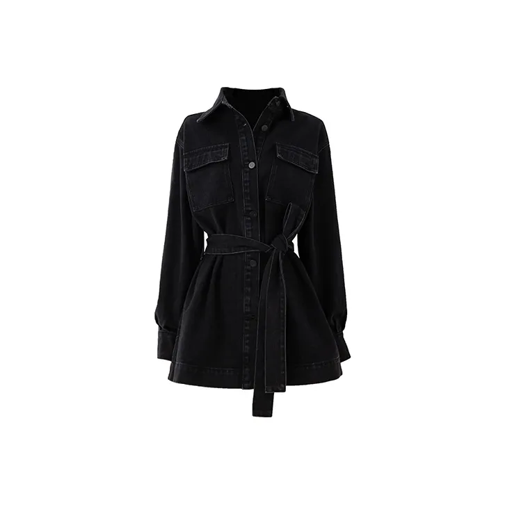 SOON FLOWER Denim Jacket Fall Women's Black