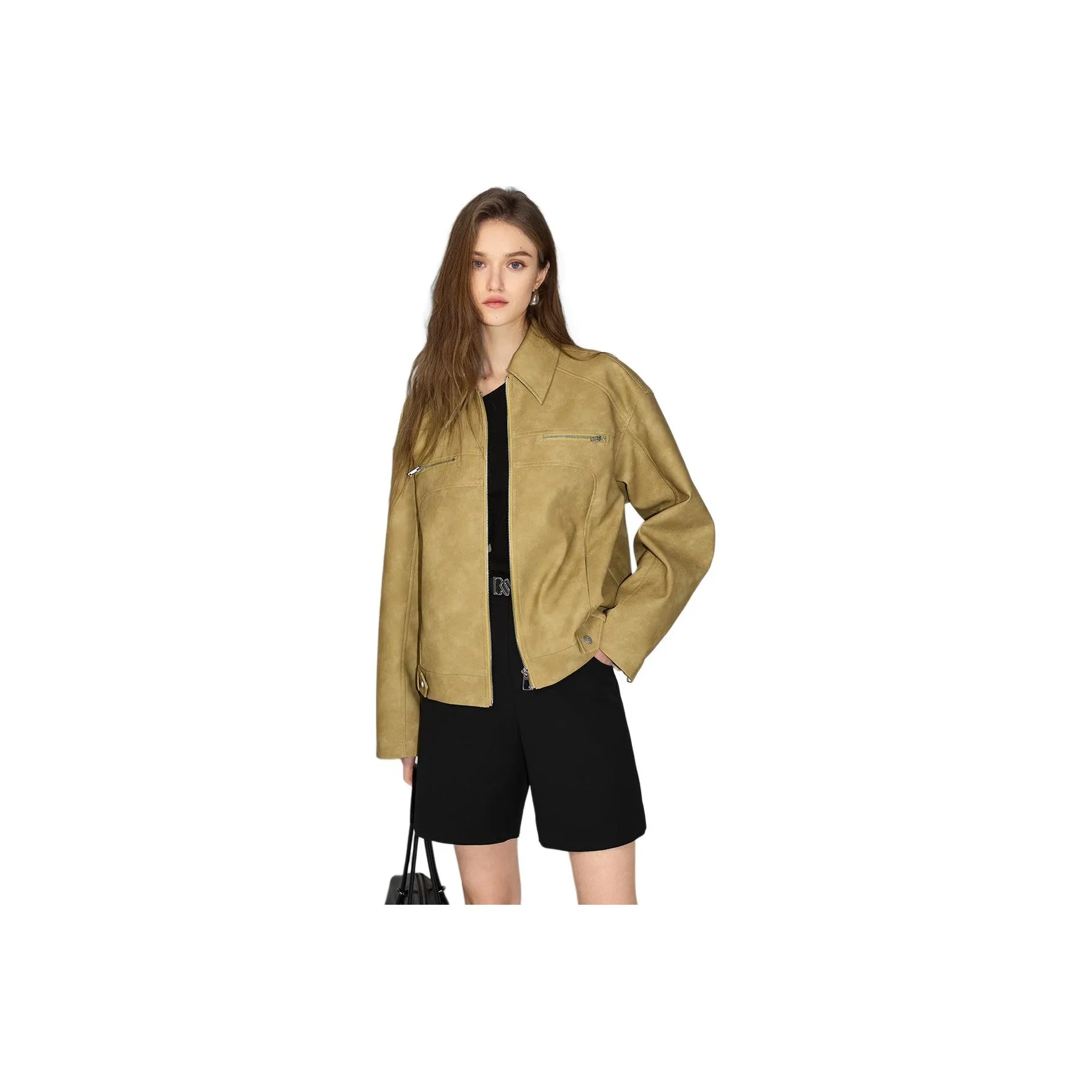 Bethine Leather Jacket Women's Mustard Yellow