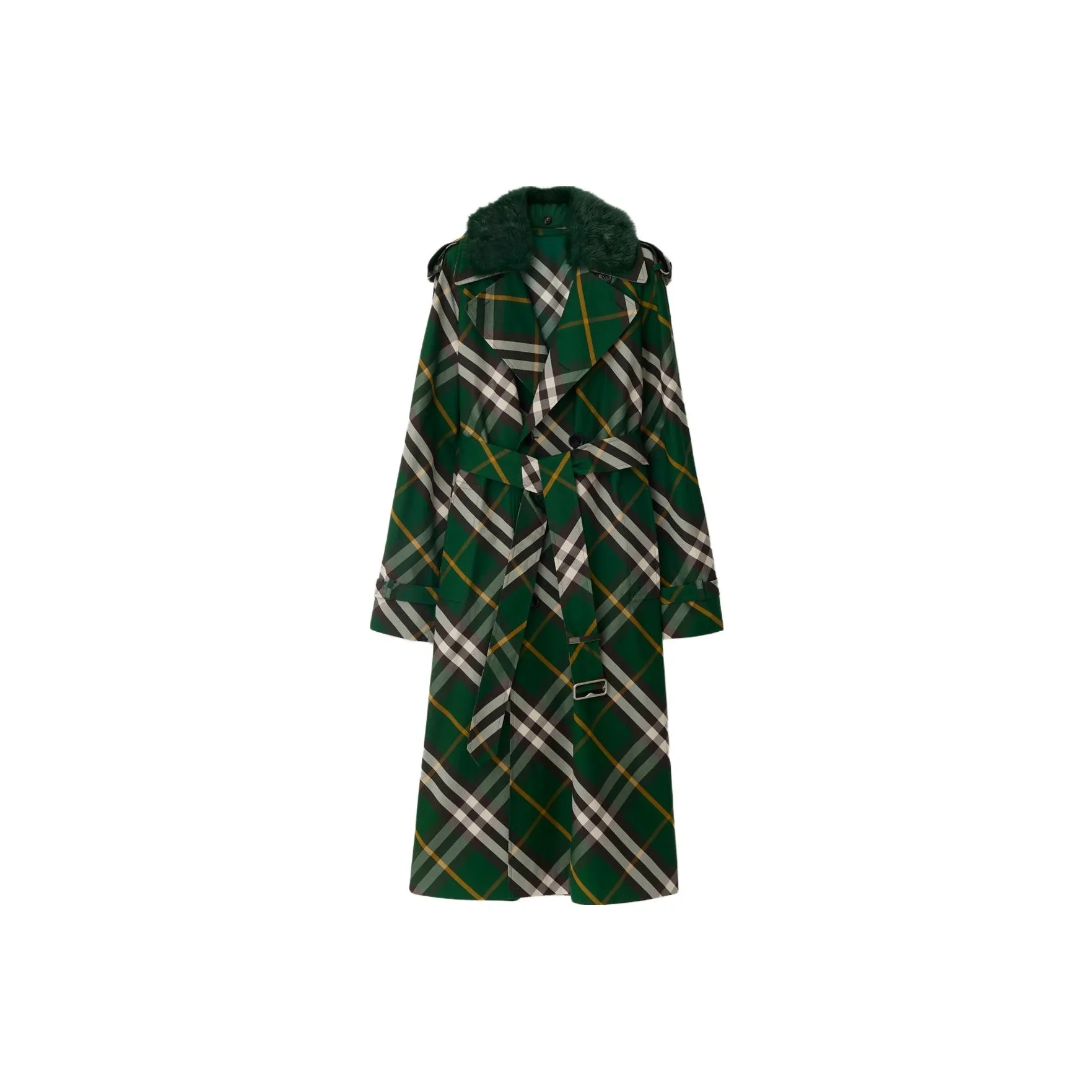 Burberry Checked Double Breasted Belted Trench Coat
