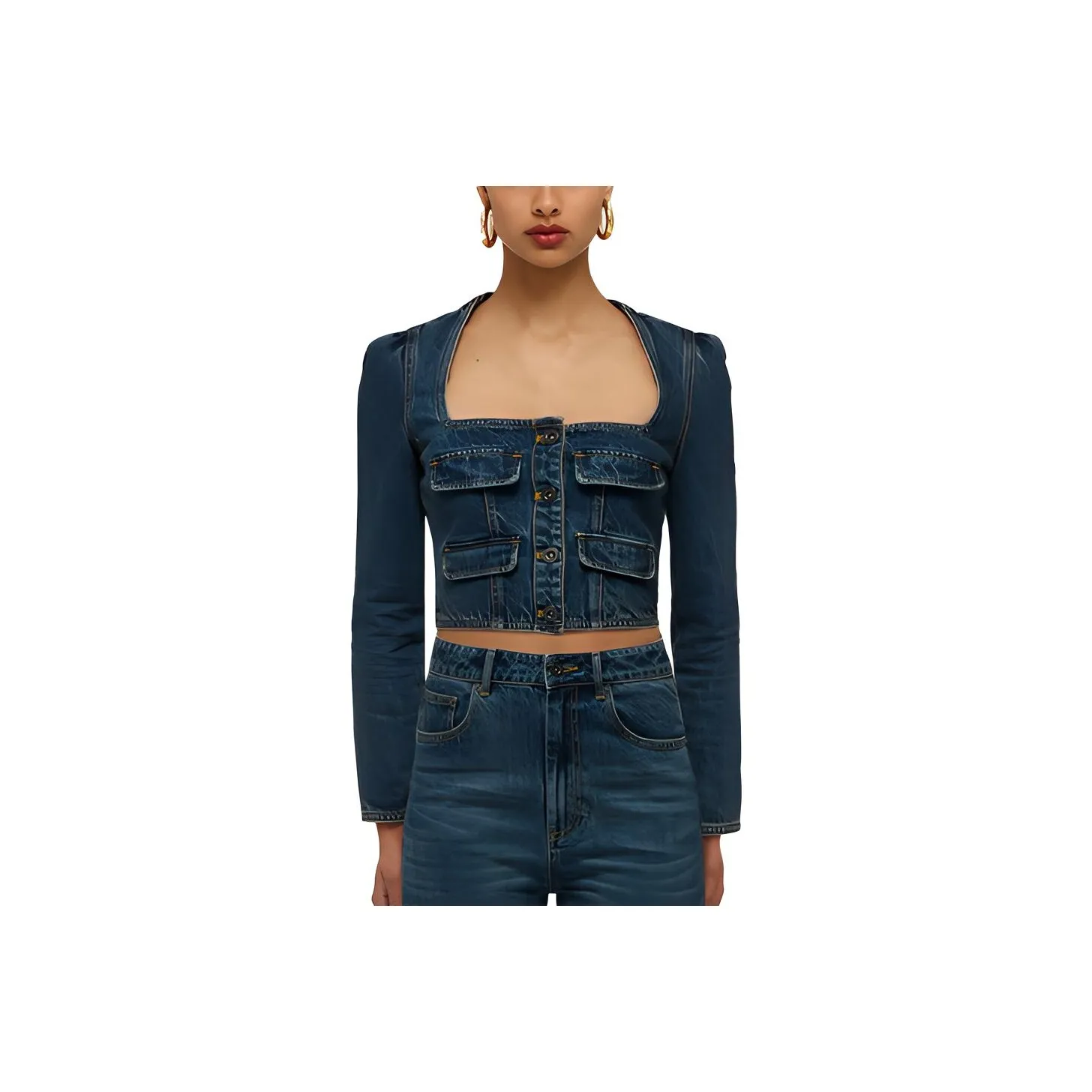 Self Портрет Синий Женские Джинсовые Куртки