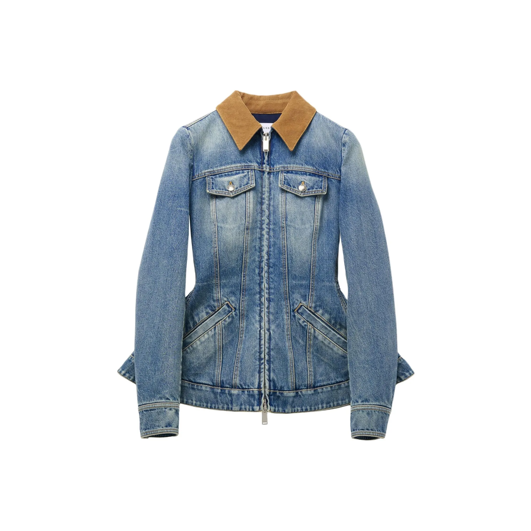 Alexander McQueen Peplum Denim Jacket