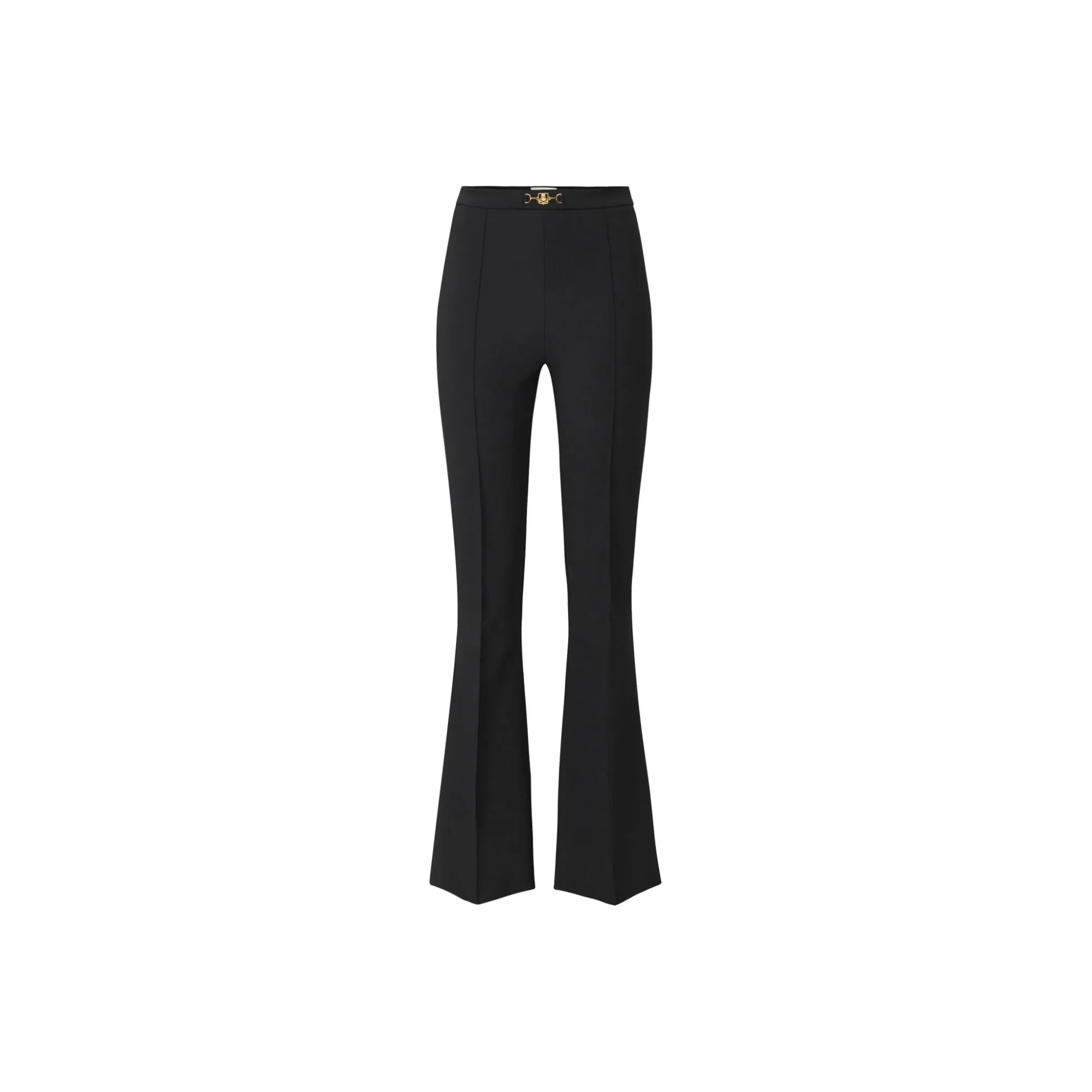 Elisabetta Franchi Horsebit Stretch Crepe Palazzo Trousers