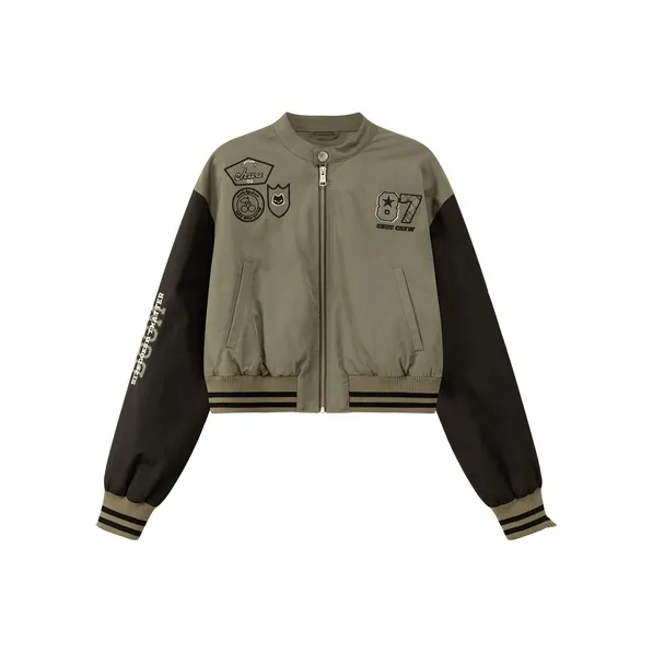 CHUU Cropped Coat Women's Mustard Green CHUU Укороченное пальто женское горчично-зеленого цвета