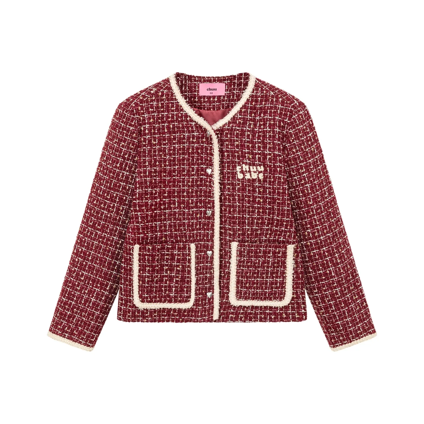 CHUU Red Plaid Women's Coat CHUU Красный Клетчатый Женское Пальто