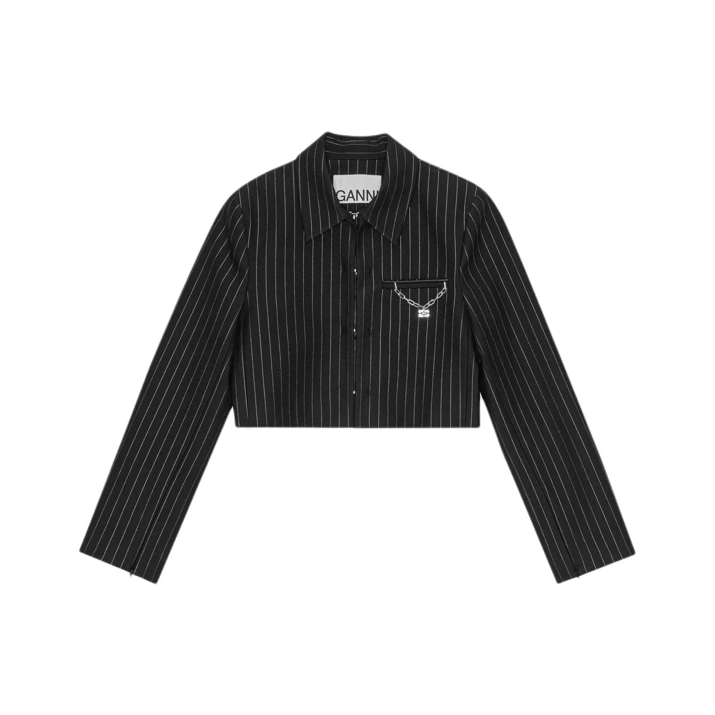 GANNI Striped Cropped Blazer