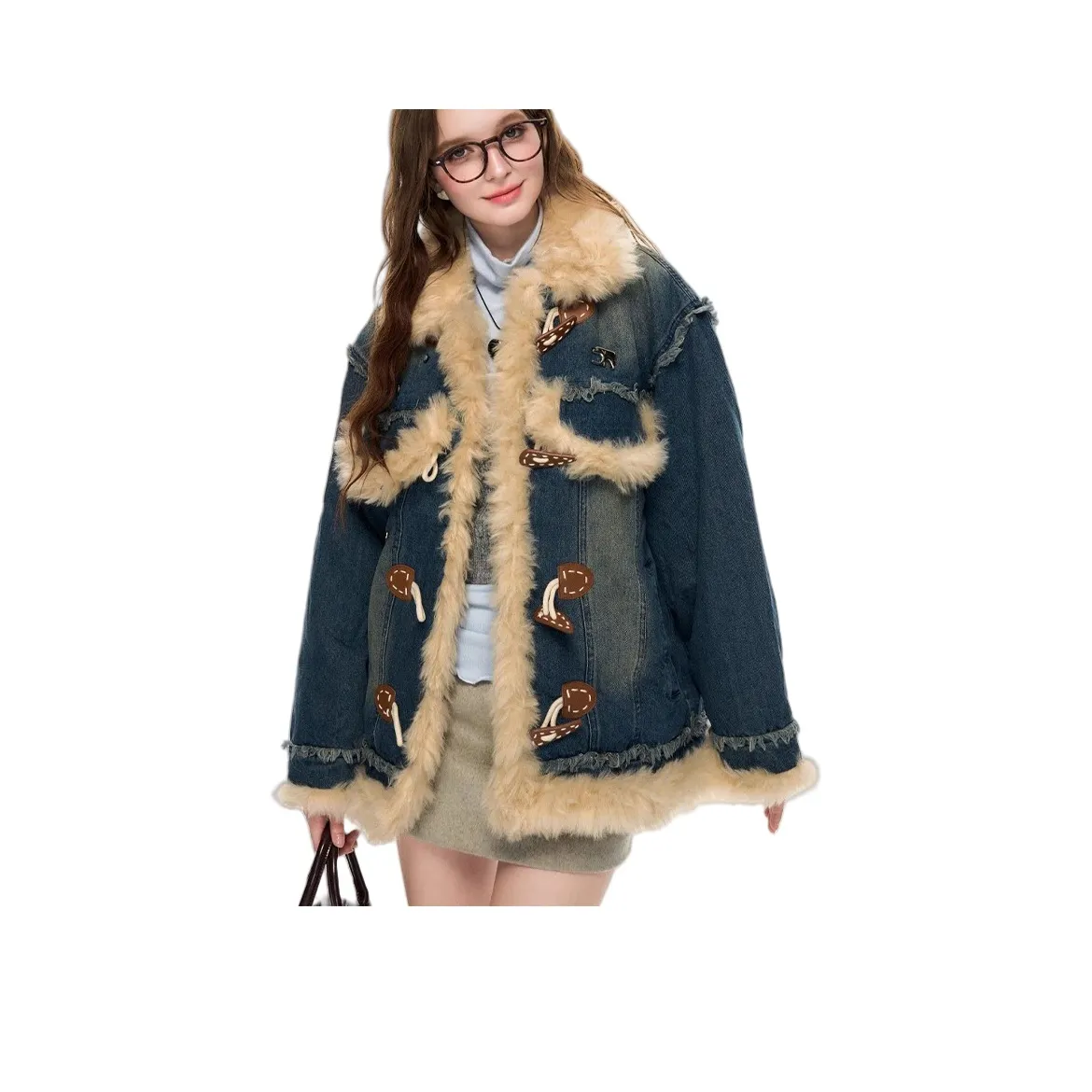 TUSHIFEI Denim Jacket Women's Blue TUSHIFEI Деним Куртка Женская Синяя