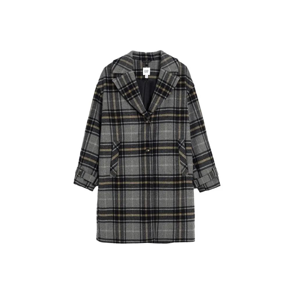 GAP Coats Women's Gray Plaid