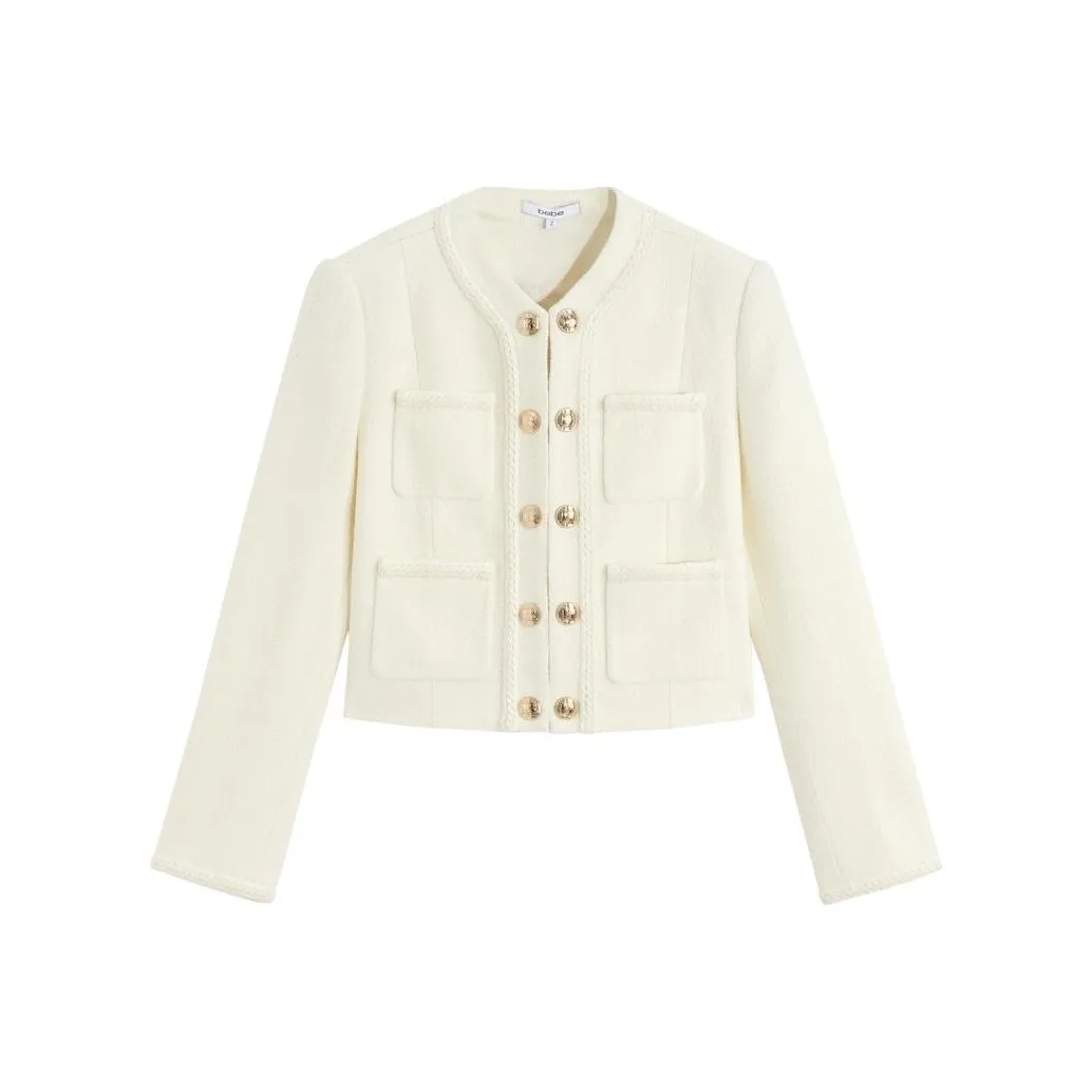 BEBE SS24 Cropped Coat Women's Natural White BEBE SS24 Укороченное пальто женское натуральный белый