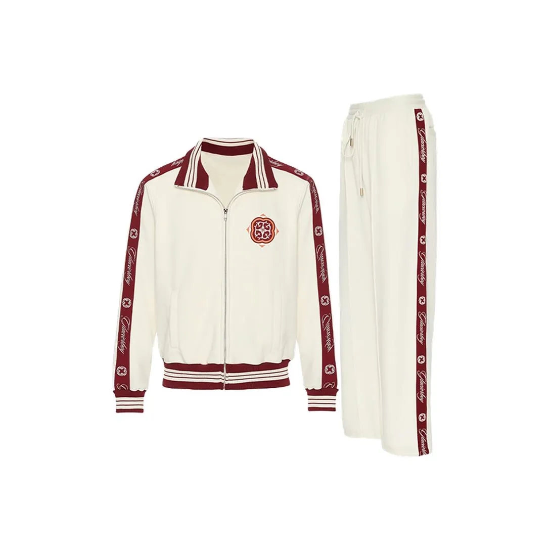 GLACIERBOY Casual Sportswear Unisex White Red Sports Suit