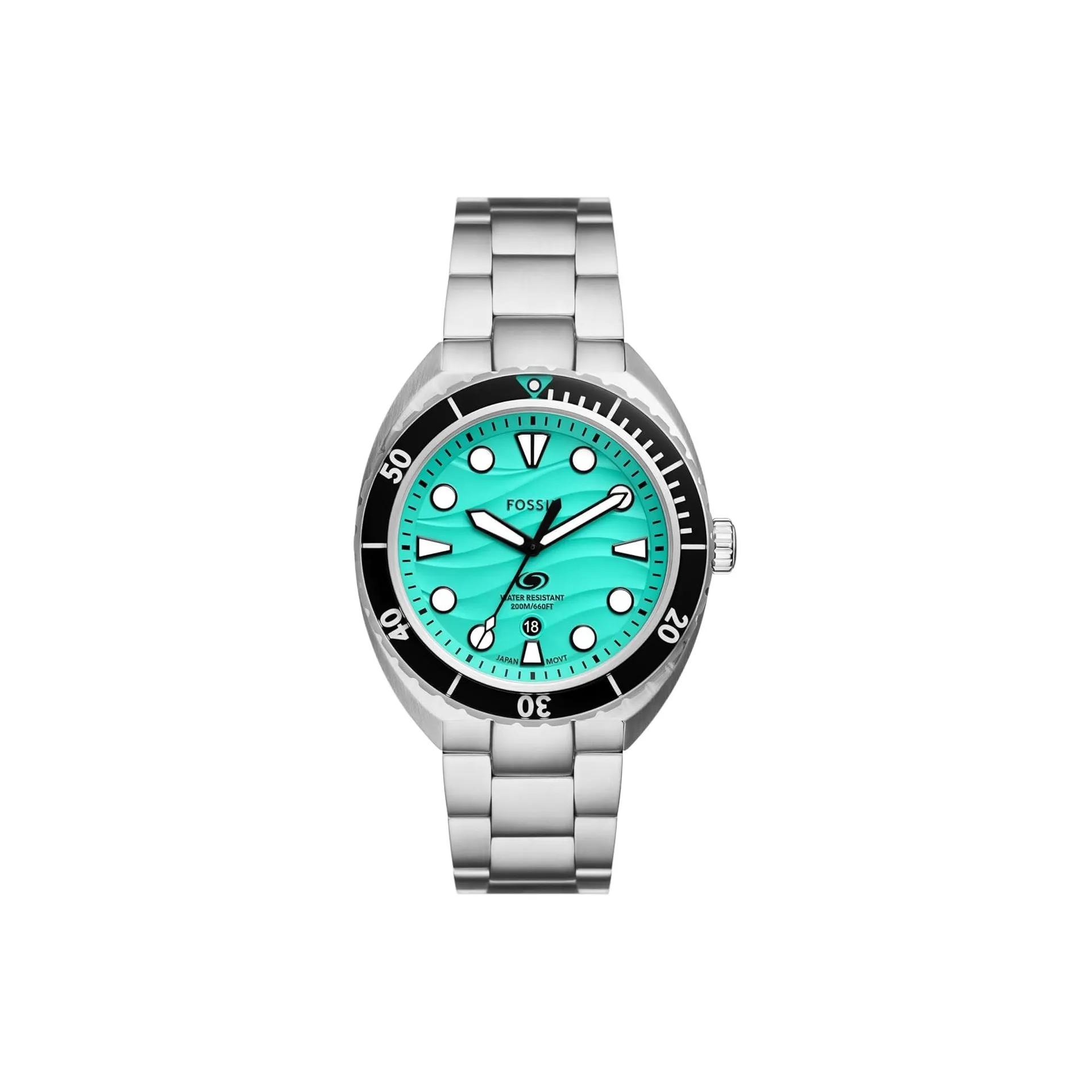 FOSSIL Наручные часы Кварцевый механизм Ремешок из нержавеющей стали 42 мм Зеленый циферблат Мужские часы