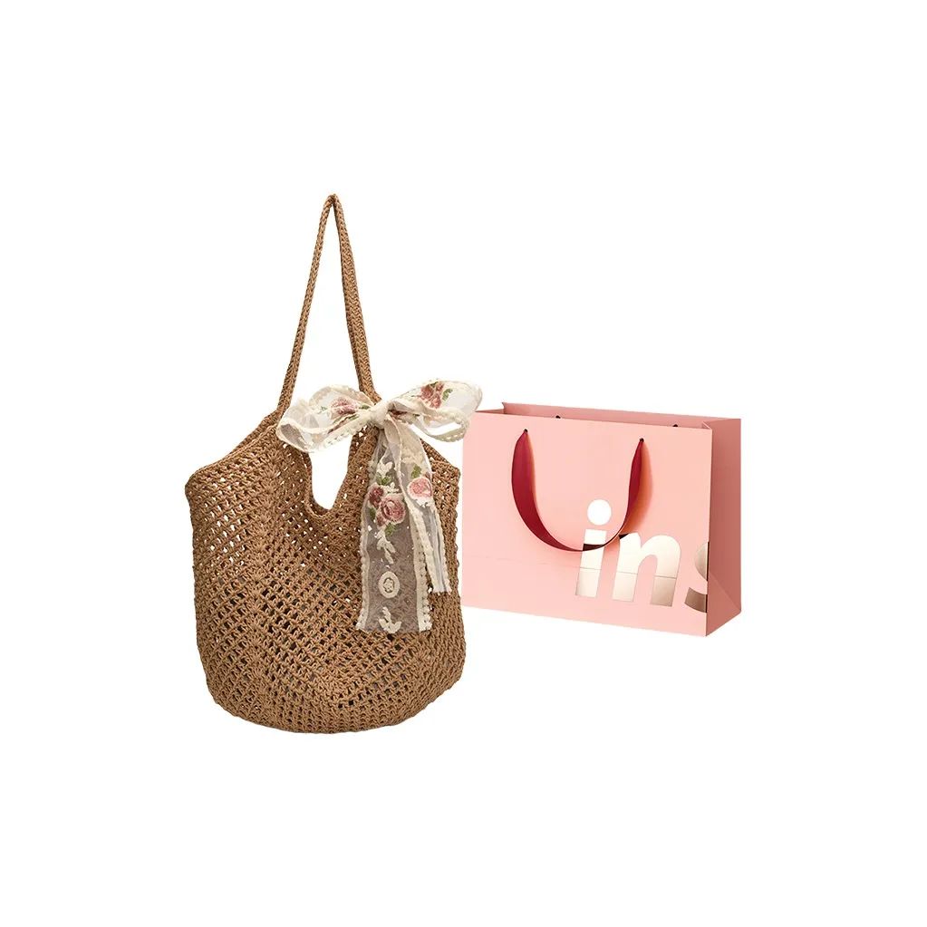 WHEELY BABY + Сумка Tote из соломенной ткани Сумка через плечо Женская Хаки Экрю