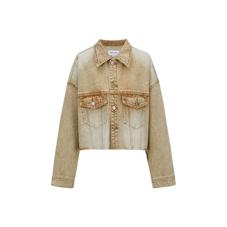 URBAN REVIVO Denim Jacket Women's Yellow Brown