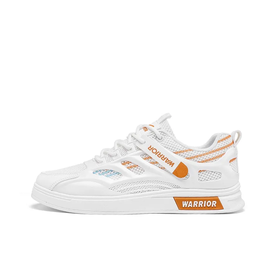 Warrior Аbrasion Resistant Lightweight And Breathable Низкие Кроссовки для Скейтбординга Мужские Белые и Оранжевые