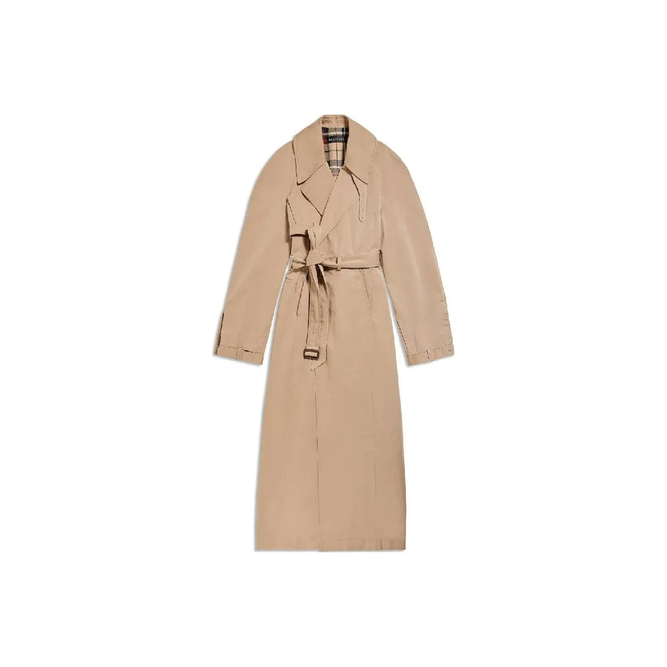 Balenciaga Patterned Checkered Oversized Trench Coat