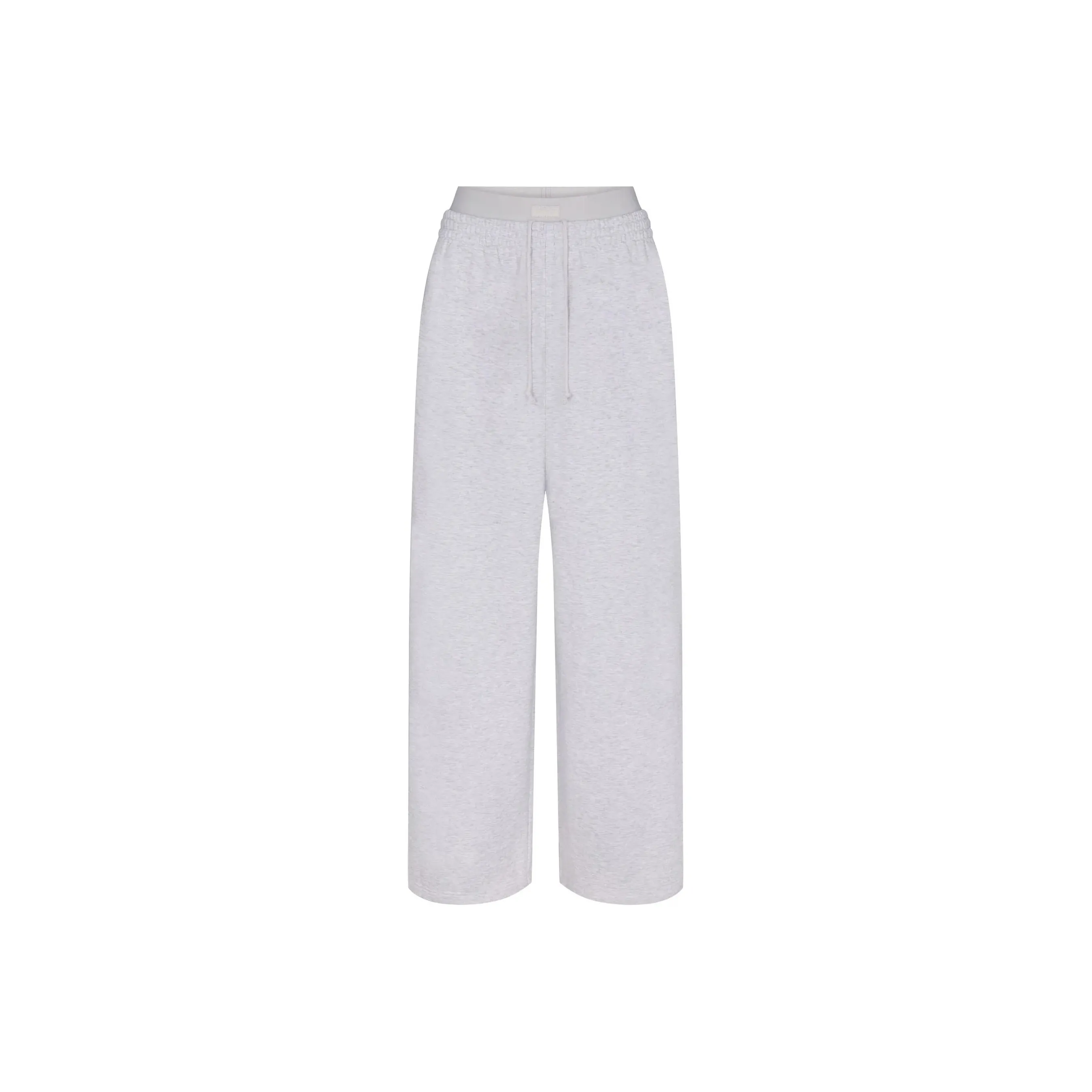 SKIMS COTTON FLEECE OVERSIZED DOUBLE WAISTBAND PANT Casual Pants Women's LIGHT HEATHER GREY/Light Gray