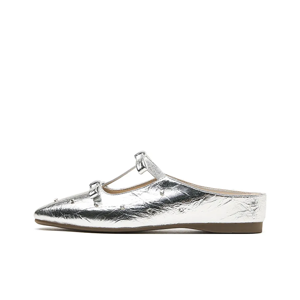 Lan Miao Резиновая подошва противоскользящие домашние тапочки женские серебристые