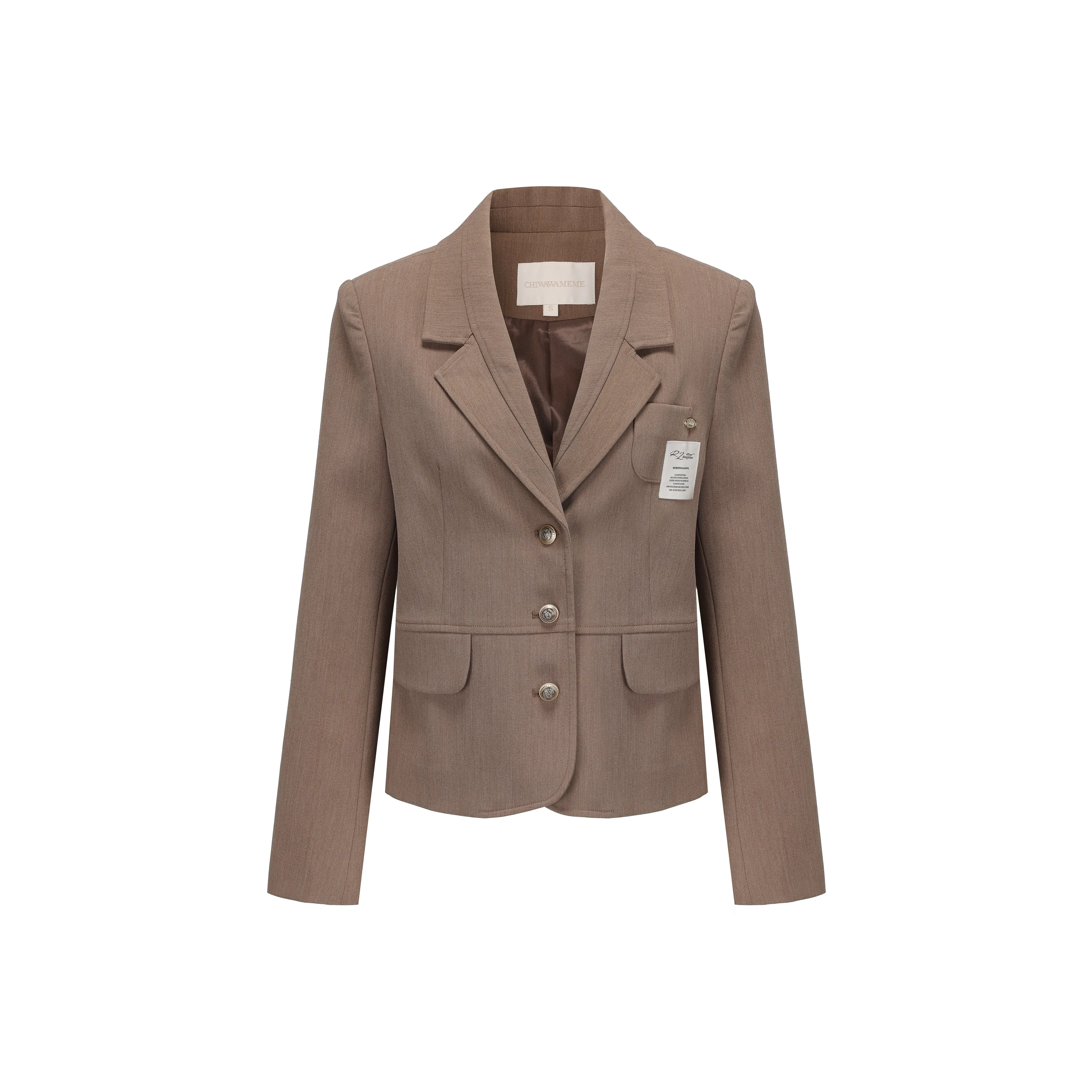 CHIWAWAMEME Business Suit Women's Latte Coffee Gold Logo