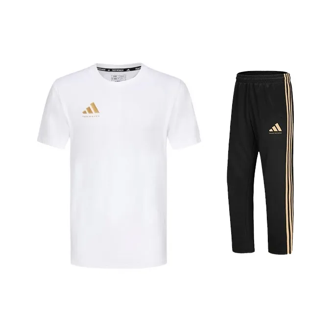 Adidas Taekwondo Повседневная Спортивная Одежда Унисекс Комплект Белый+Черный Золото