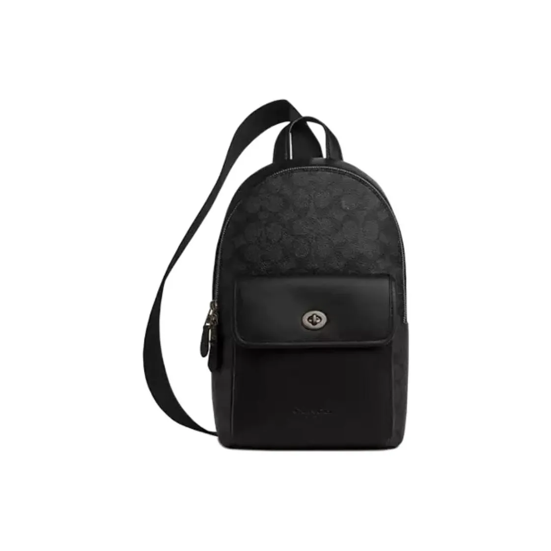 COACH Покрытый холст телячья кожа через плечо сумка на плечо маленькая унисекс черный