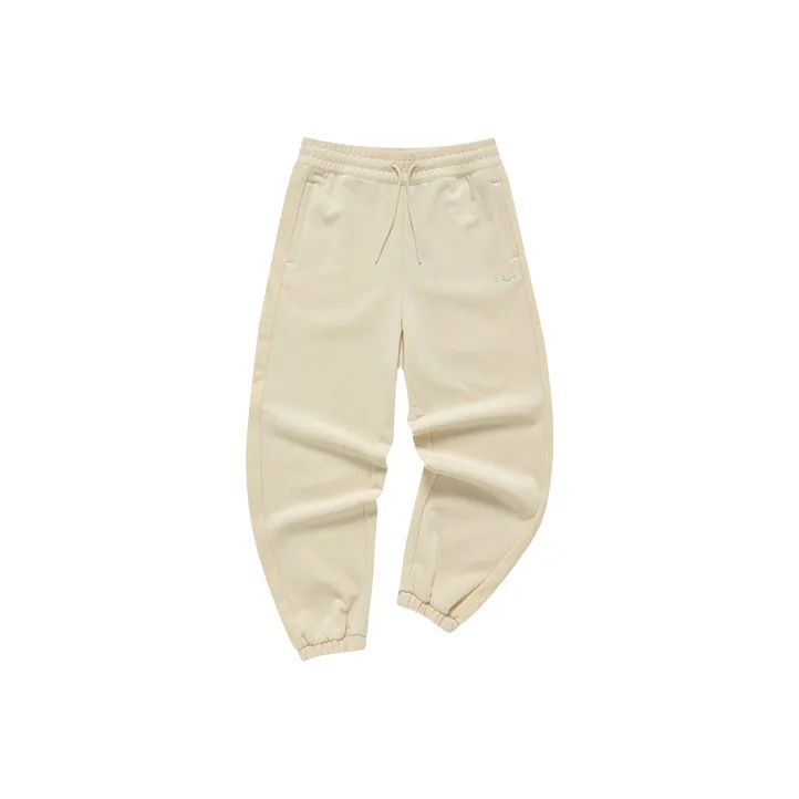 FILA FUSION BASEBALL Series Knitted Sweatpants Women's Tea White
