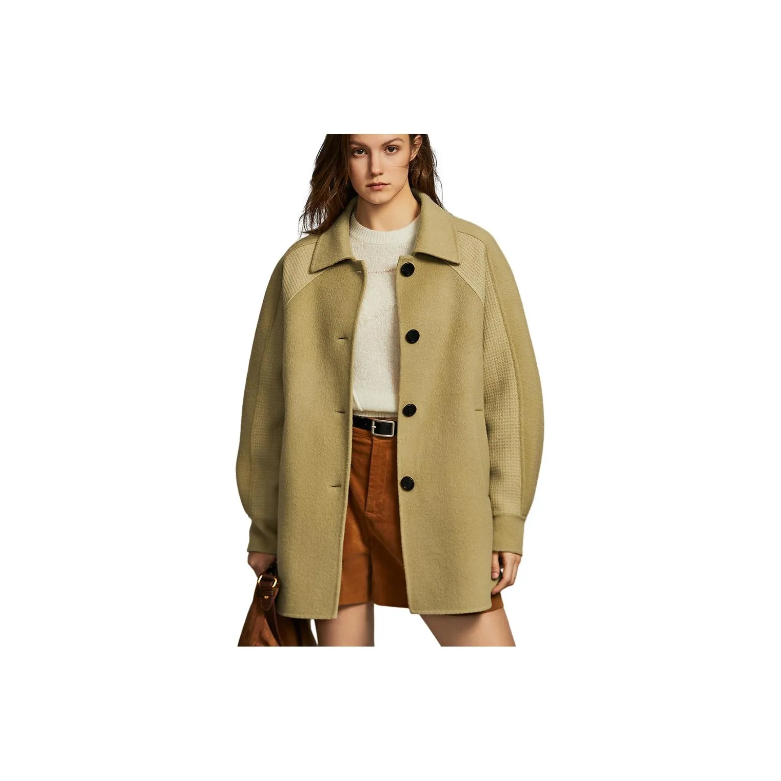 ELLE Оливково-зеленое Женское пальто